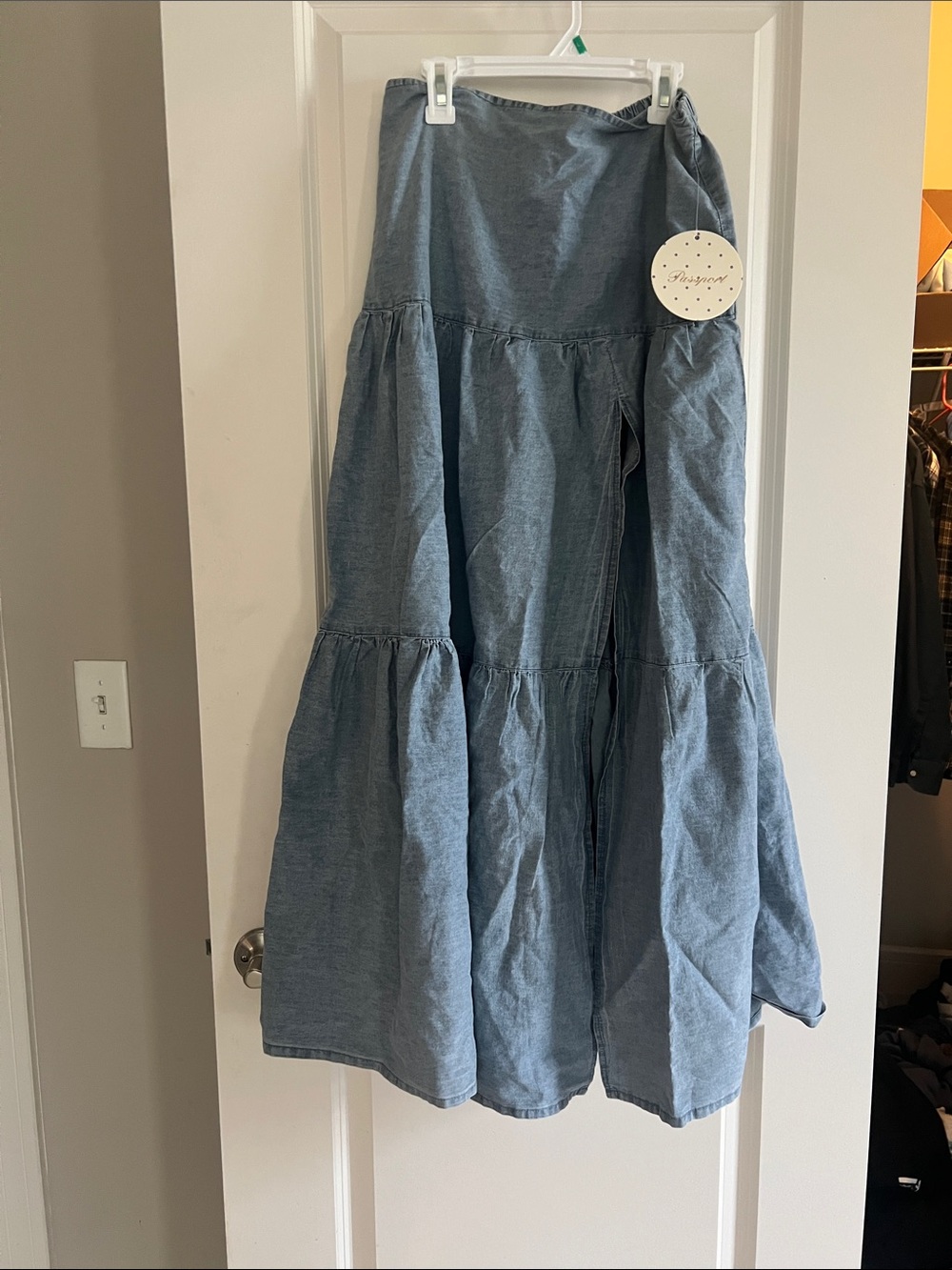 Light Blue Tiered Maxi Skirt - passport brand